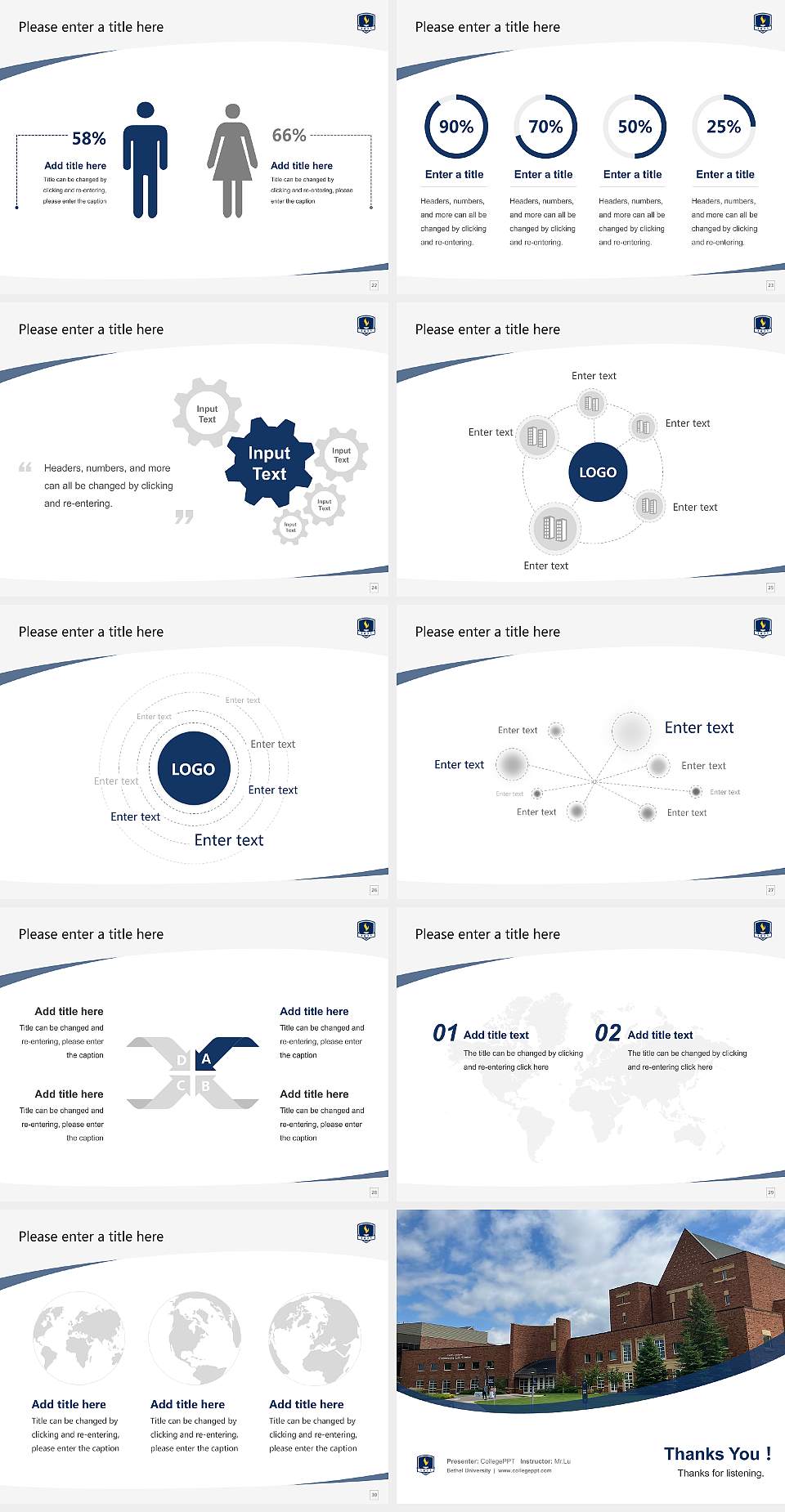 Bethel University Course/Courseware Creation PPT Template4:3 ratio PPT effect preview image4