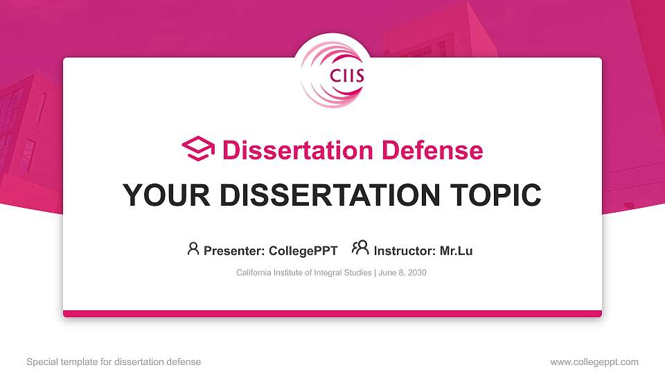 California Institute of Integral Studies Graduation Thesis Defense PPT Template16:9 ratio PPT effect preview image