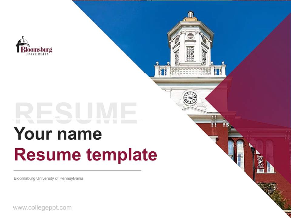 Bloomsburg University of Pennsylvania Resume PPT Template4:3 ratio PPT effect preview image5