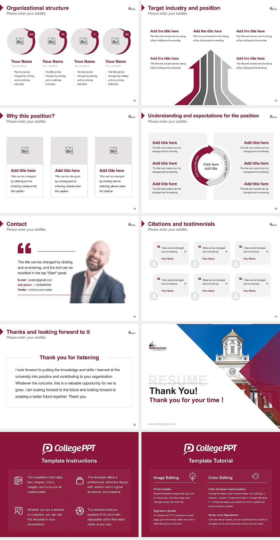 Bloomsburg University of Pennsylvania Resume PPT Template4:3 ratio PPT effect preview image4