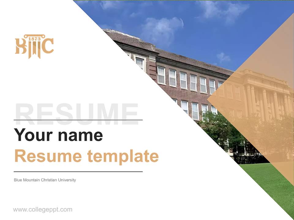 Blue Mountain Christian University Resume PPT Template4:3 ratio PPT effect preview image5