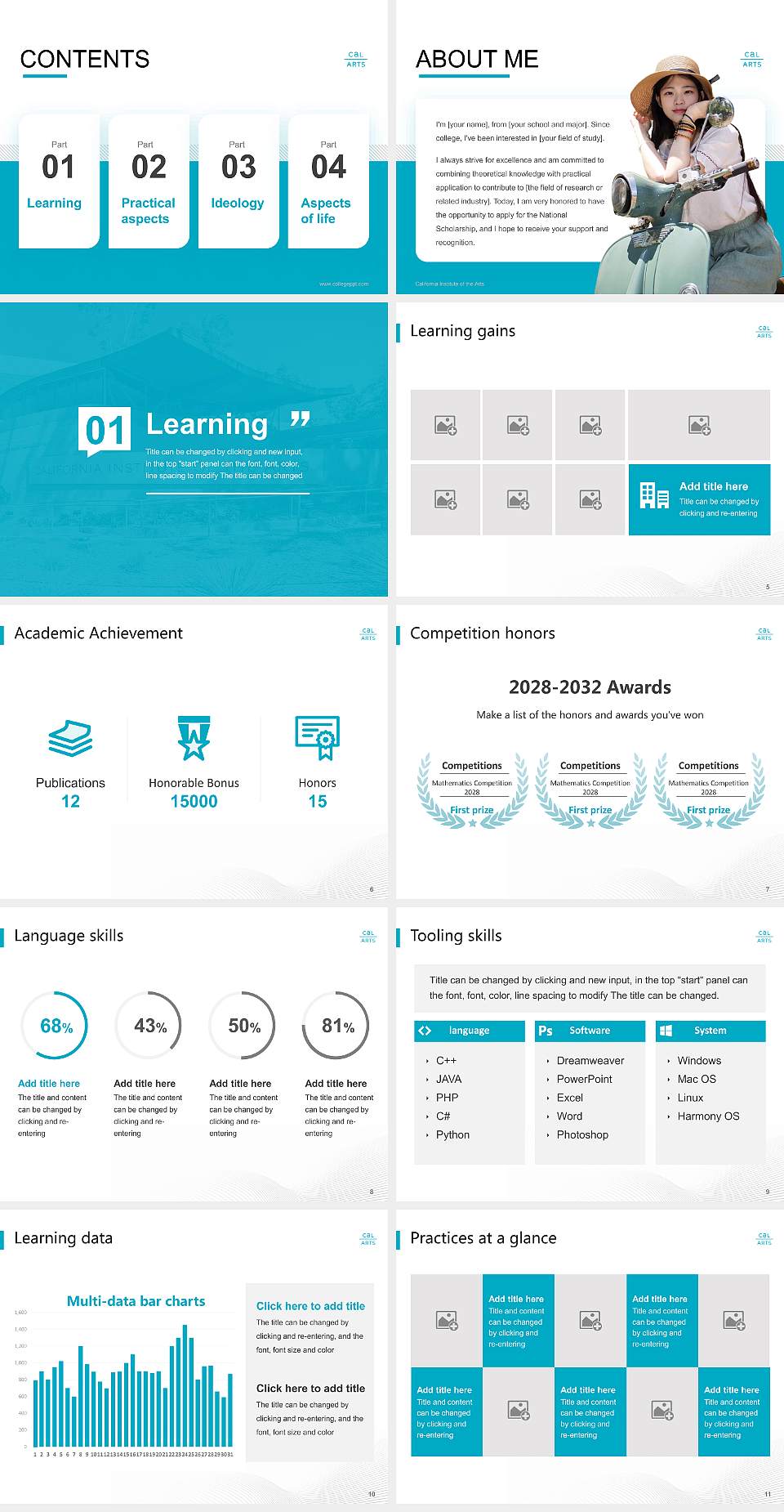 California Institute of the Arts National Scholarship Defense PPT Template4:3 ratio PPT effect preview image2