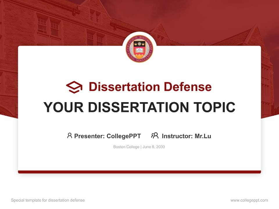 Boston College Graduation Thesis Defense PPT Template4:3 ratio PPT effect preview image7