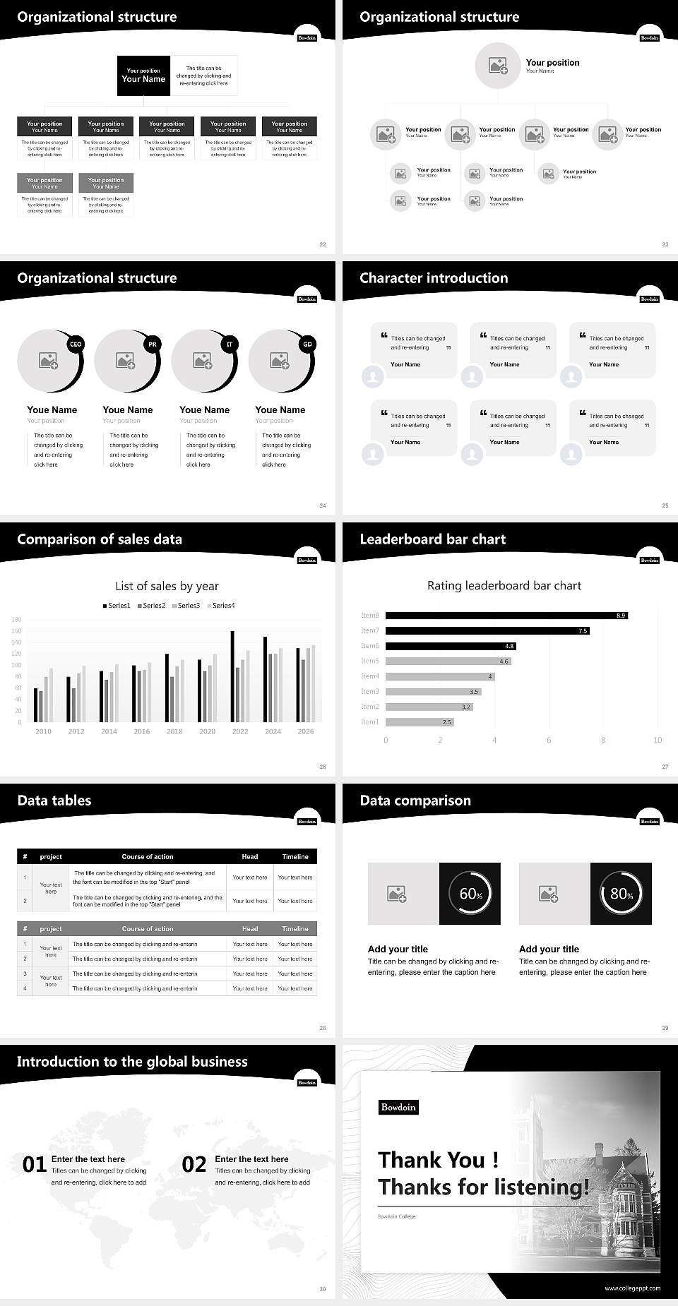 Bowdoin College Academic Presentation/Research Findings Report PPT Template4:3 ratio PPT effect preview image4