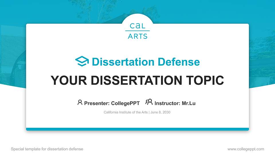 California Institute of the Arts Graduation Thesis Defense PPT Template16:9 ratio PPT effect preview image