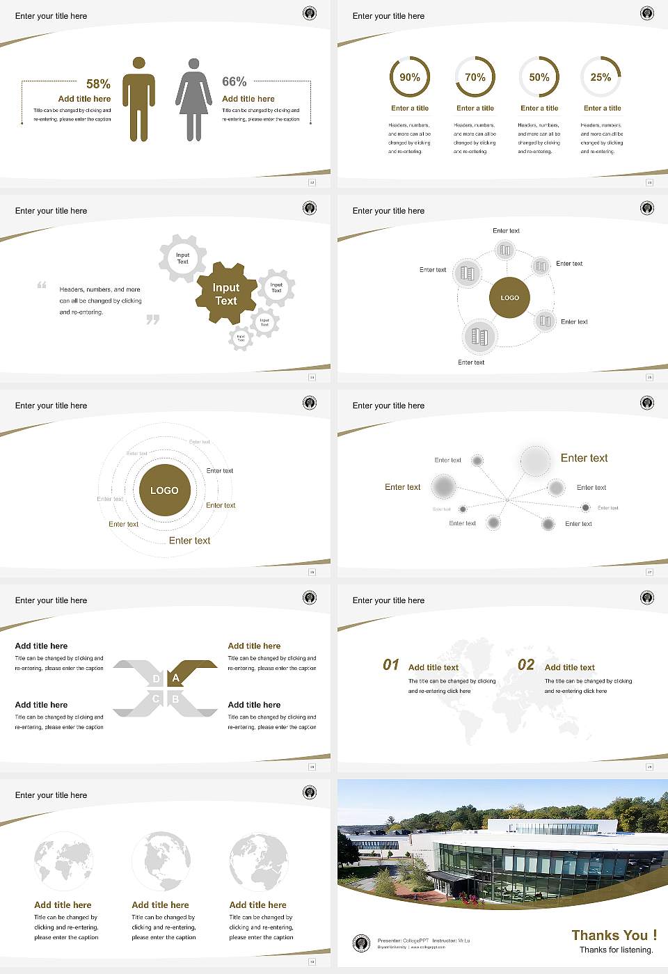 Bryant University Course/Courseware Creation PPT Template16:9 ratio PPT effect preview image4