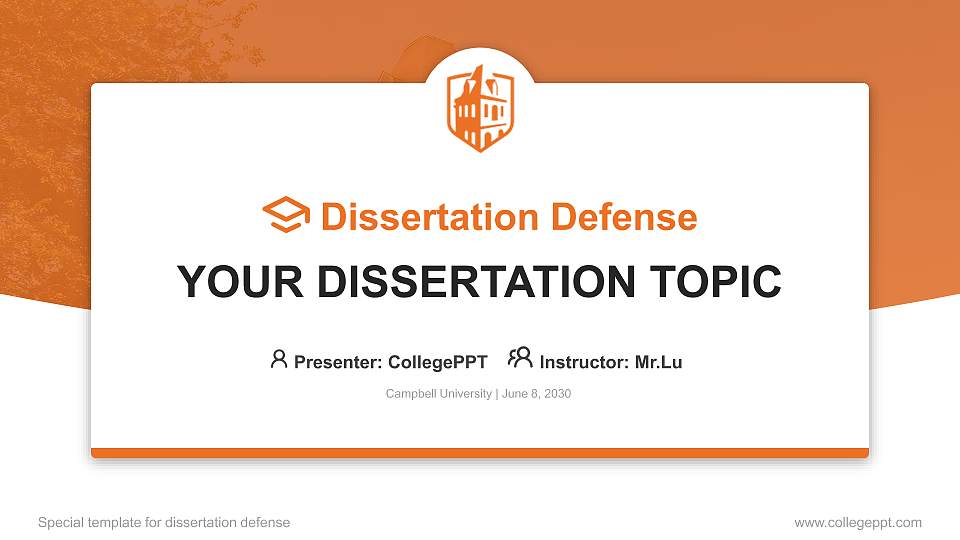 Campbell University Graduation Thesis Defense PPT Template16:9 ratio PPT effect preview image