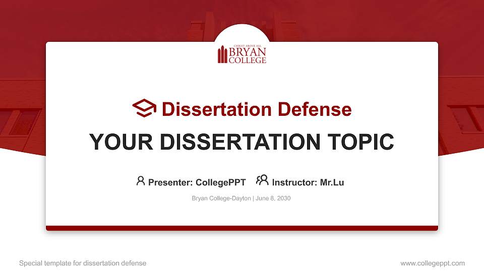 Bryan College-Dayton Graduation Thesis Defense PPT Template16:9 ratio PPT effect preview image