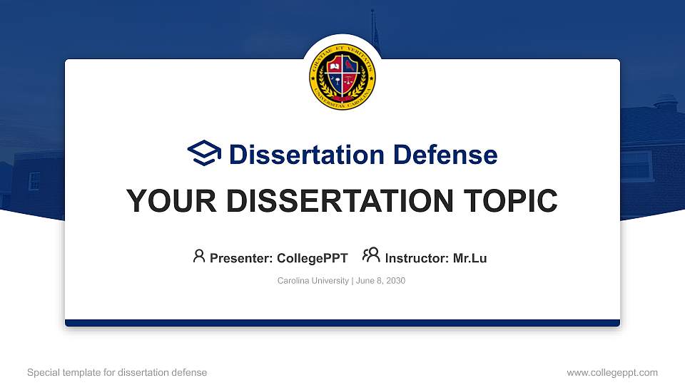 Carolina University Graduation Thesis Defense PPT Template16:9 ratio PPT effect preview image