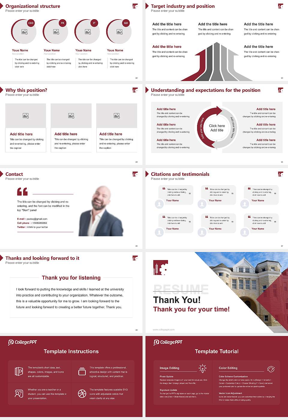 Bethel College-North Newton Resume PPT Template16:9 ratio PPT effect preview image4