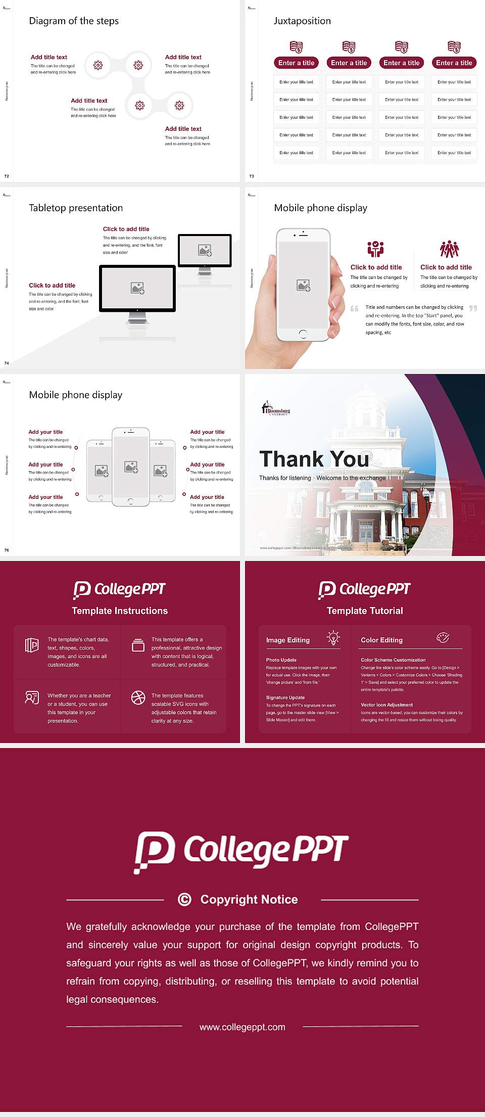 Bloomsburg University of Pennsylvania Competition/Entrepreneurship Contest PPT Template4:3 ratio PPT effect preview image9