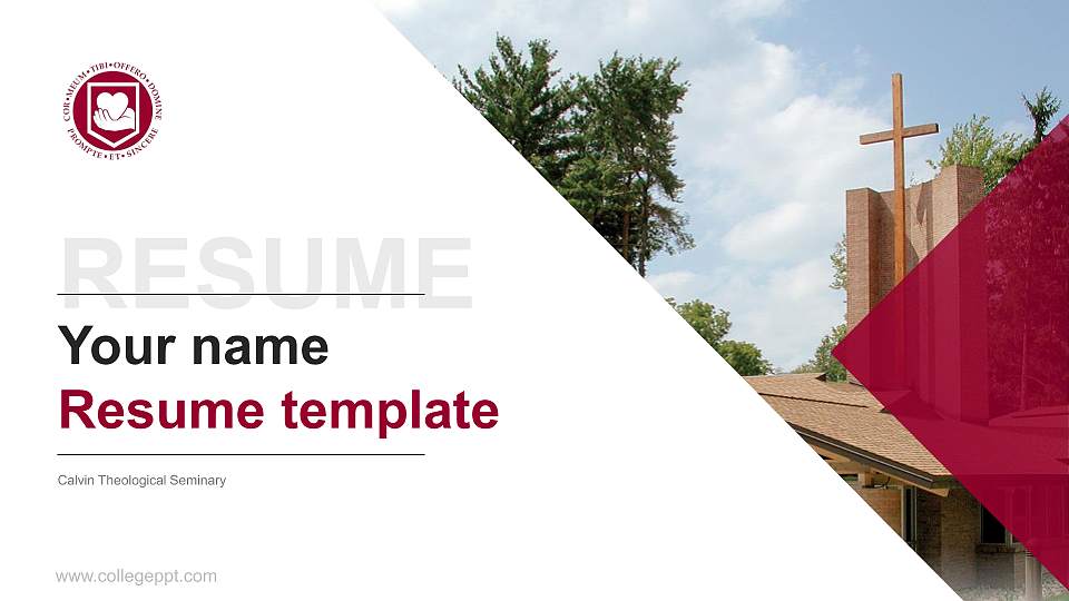 Calvin Theological Seminary Resume PPT Template16:9 ratio PPT effect preview image