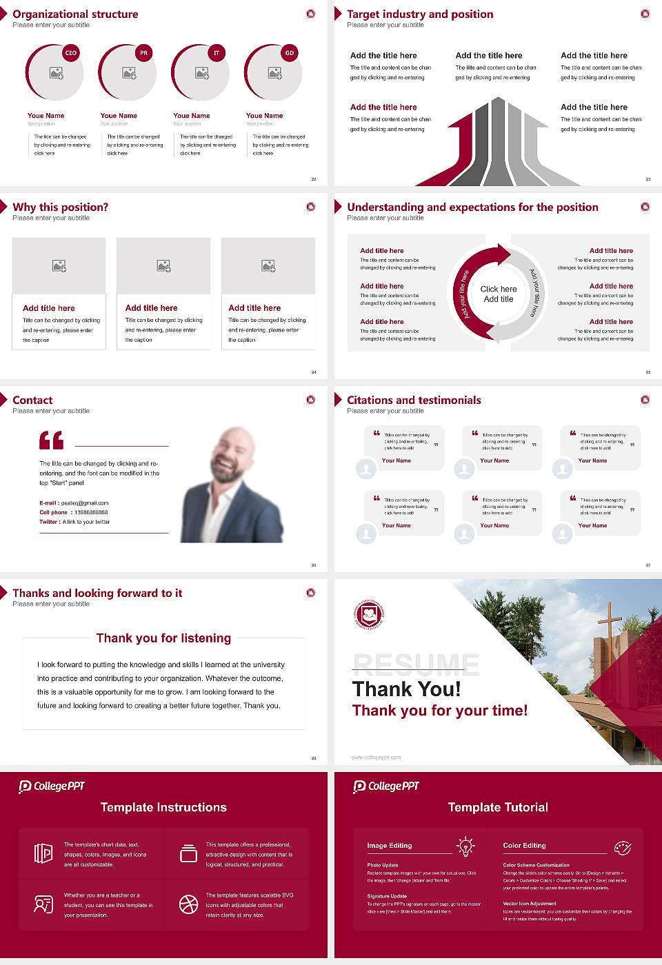 Calvin Theological Seminary Resume PPT Template16:9 ratio PPT effect preview image4
