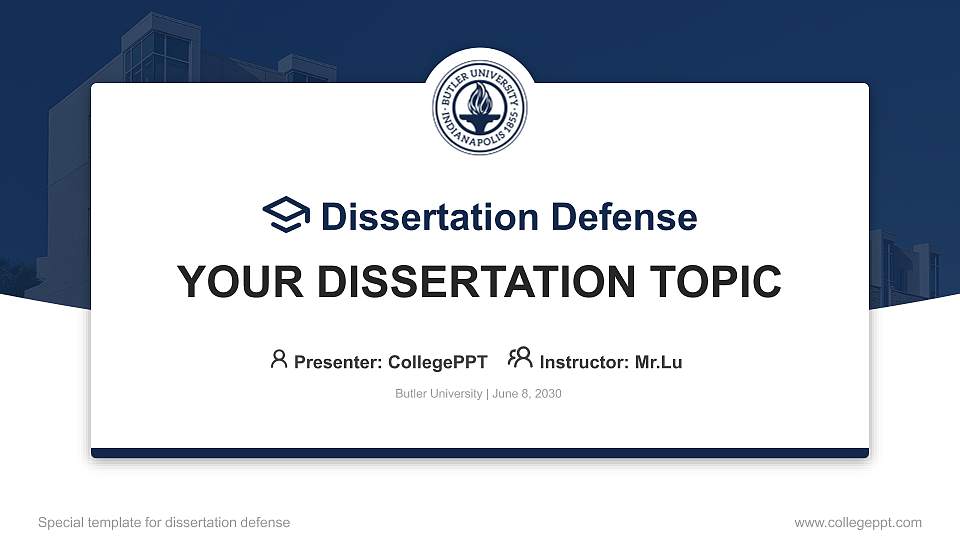 Butler University Graduation Thesis Defense PPT Template16:9 ratio PPT effect preview image