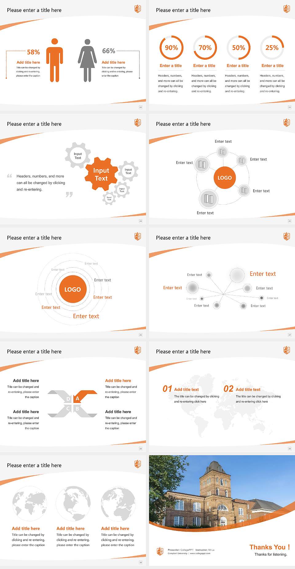 Campbell University Course/Courseware Creation PPT Template4:3 ratio PPT effect preview image4