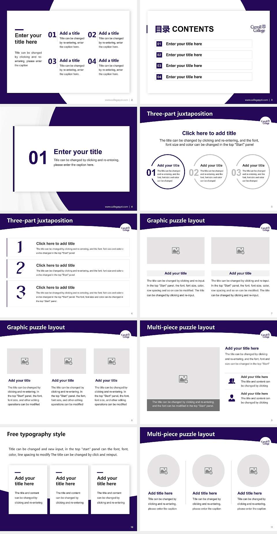 Carroll College Academic Presentation/Research Findings Report PPT Template4:3 ratio PPT effect preview image2