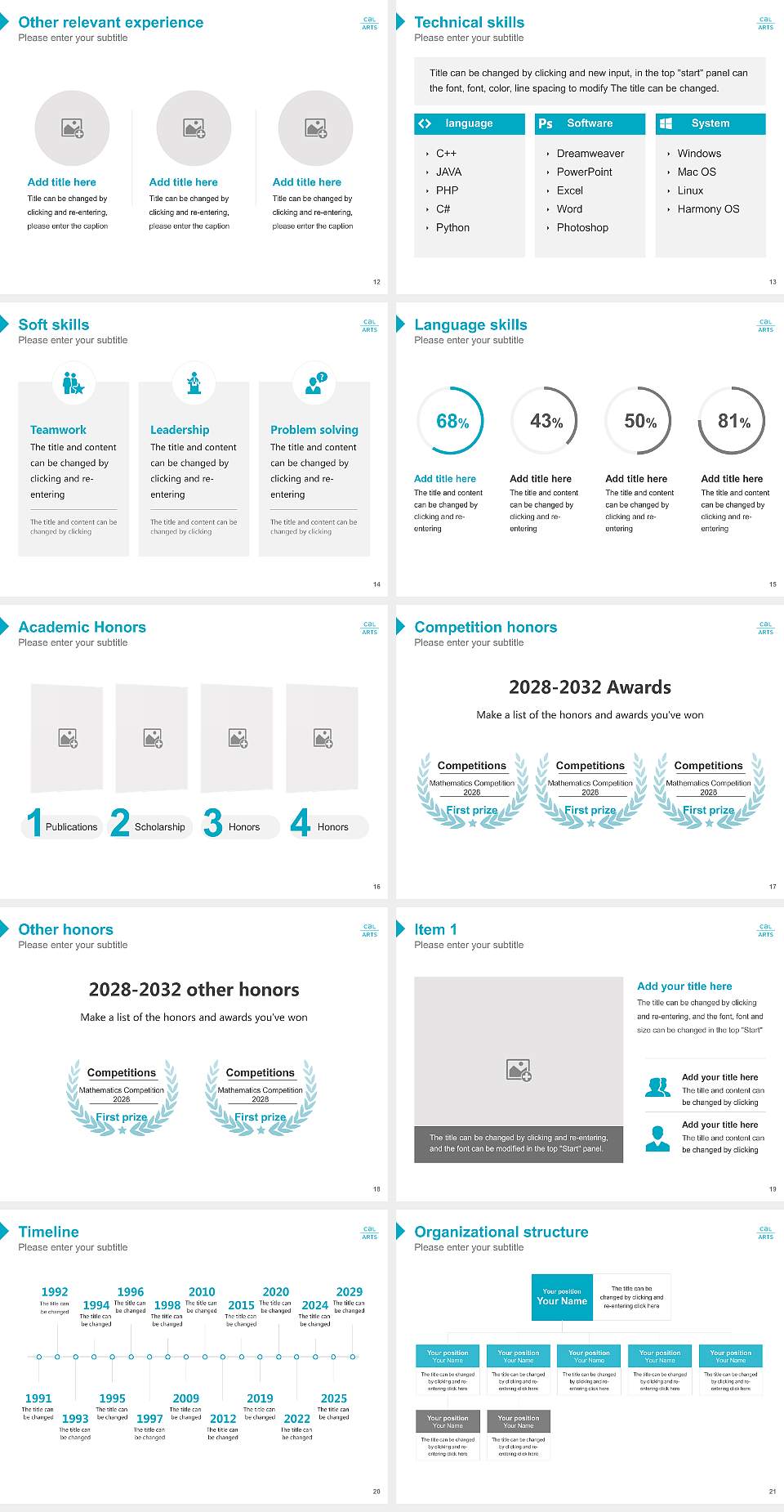 California Institute of the Arts Resume PPT Template4:3 ratio PPT effect preview image3