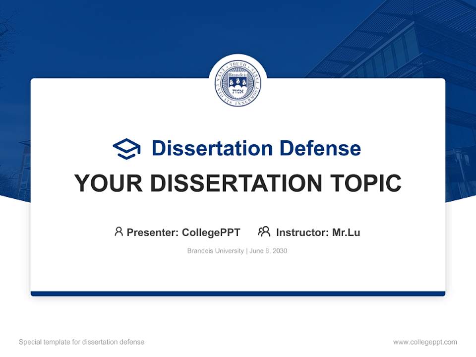Brandeis University Graduation Thesis Defense PPT Template4:3 ratio PPT effect preview image7