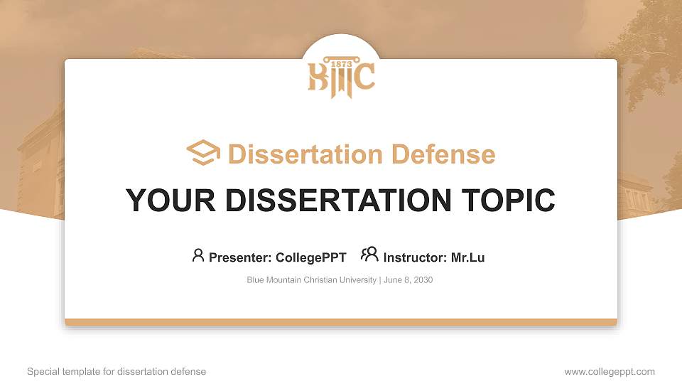 Blue Mountain Christian University Graduation Thesis Defense PPT Template16:9 ratio PPT effect preview image