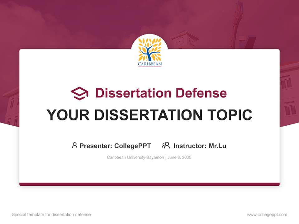 Caribbean University-Bayamon Graduation Thesis Defense PPT Template4:3 ratio PPT effect preview image7