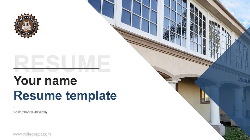 California Arts University Resume PPT Template16:9 ratio PPT effect preview image