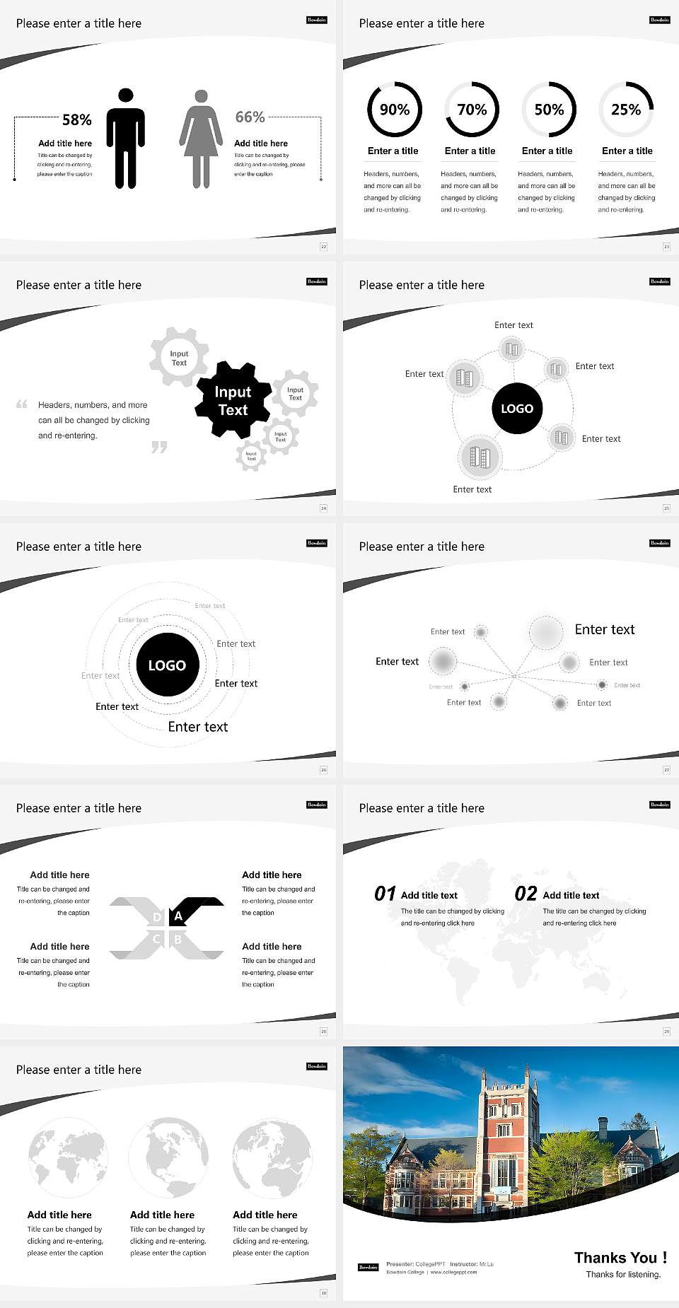 Bowdoin College Course/Courseware Creation PPT Template4:3 ratio PPT effect preview image4