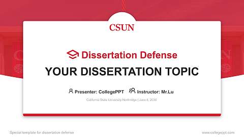 California State University-Northridge Graduation Thesis Defense PPT Template