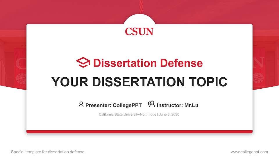 California State University-Northridge Graduation Thesis Defense PPT Template16:9 ratio PPT effect preview image