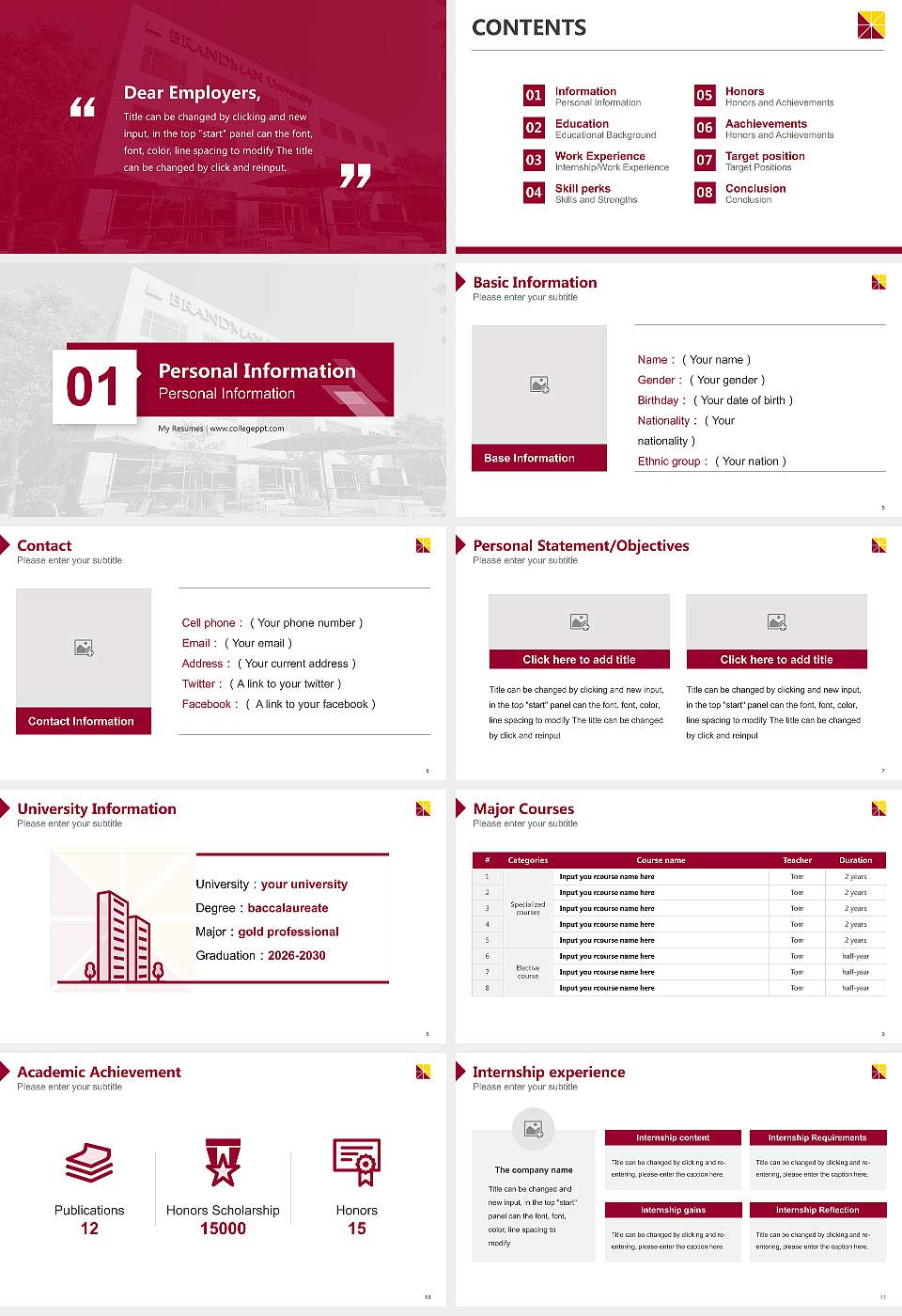 Brandman University Resume PPT Template16:9 ratio PPT effect preview image2