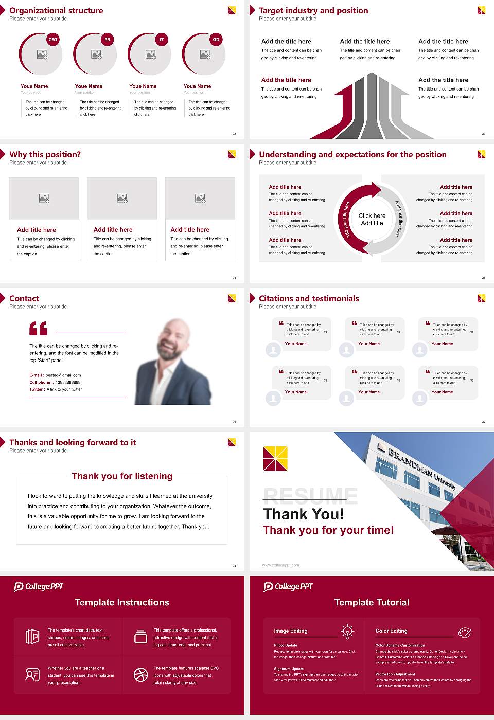 Brandman University Resume PPT Template16:9 ratio PPT effect preview image4