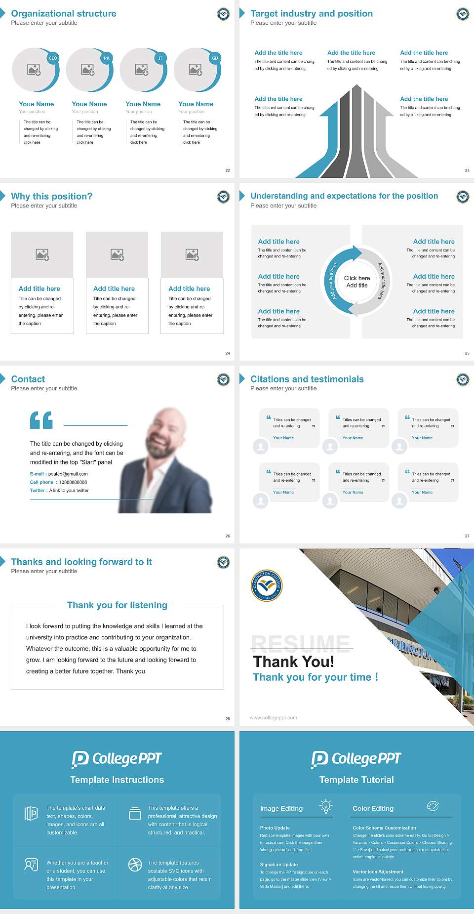 Carrington College Resume PPT Template4:3 ratio PPT effect preview image4