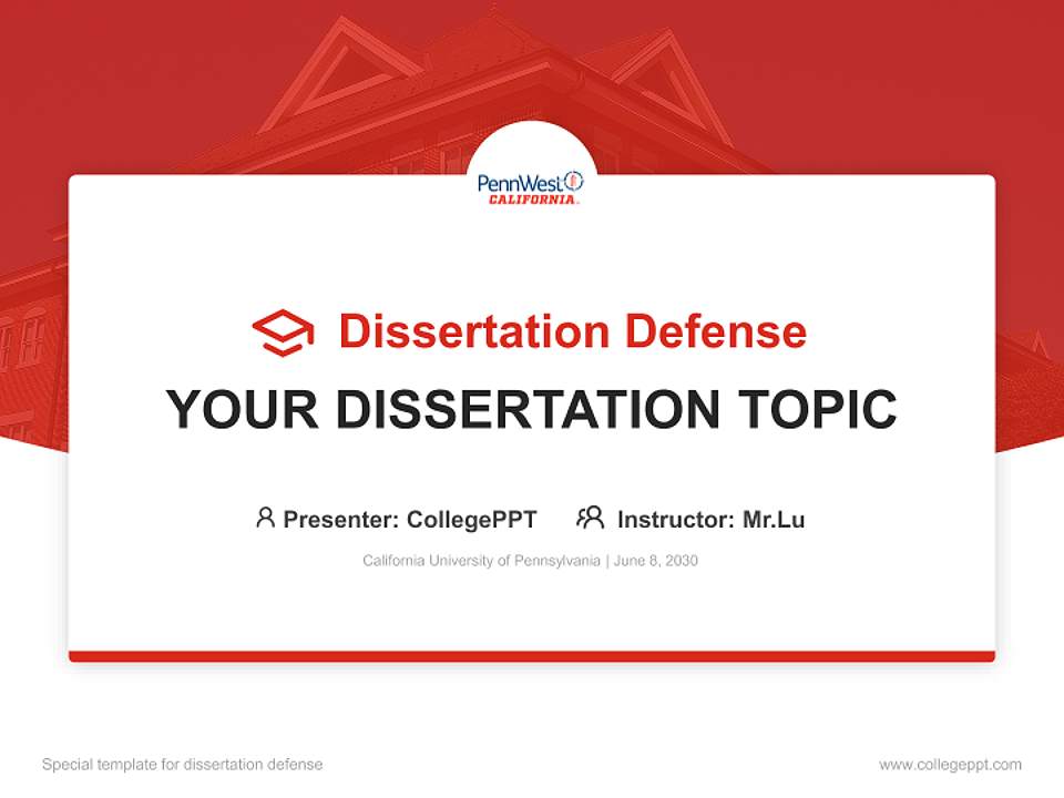 California University of Pennsylvania Graduation Thesis Defense PPT Template4:3 ratio PPT effect preview image7