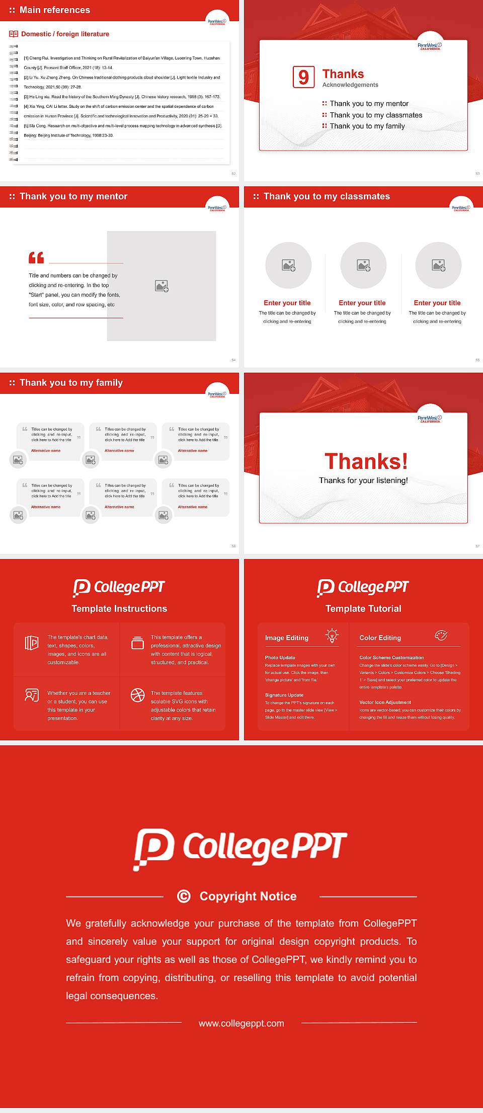 California University of Pennsylvania Graduation Thesis Defense PPT Template4:3 ratio PPT effect preview image7