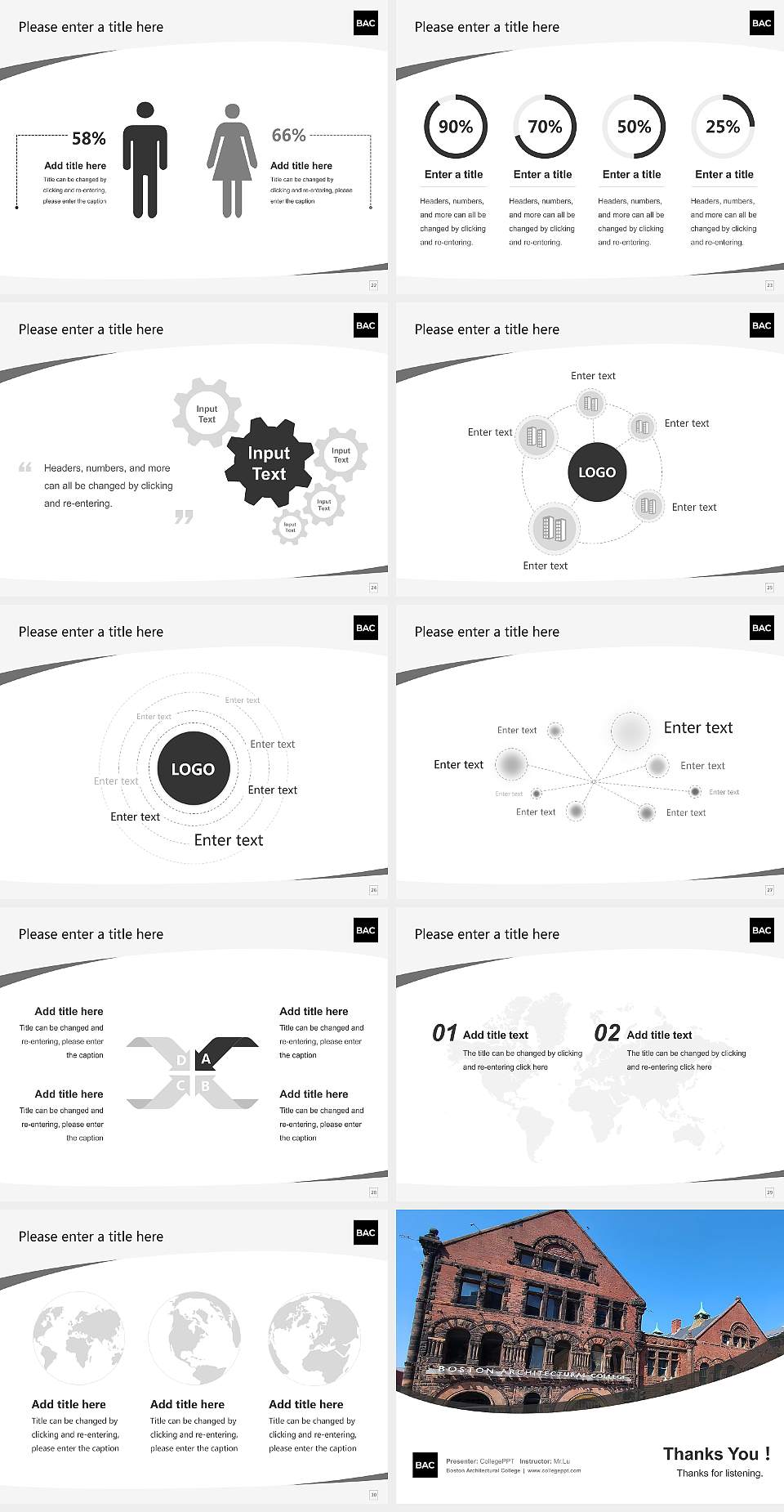 Boston Architectural College Course/Courseware Creation PPT Template4:3 ratio PPT effect preview image4