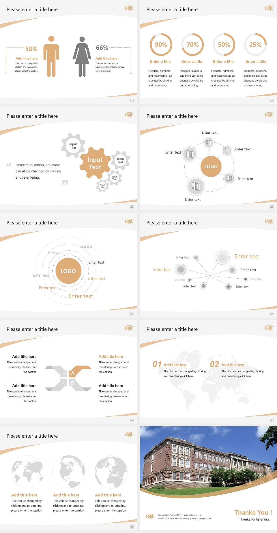 Blue Mountain Christian University Course/Courseware Creation PPT Template4:3 ratio PPT effect preview image4