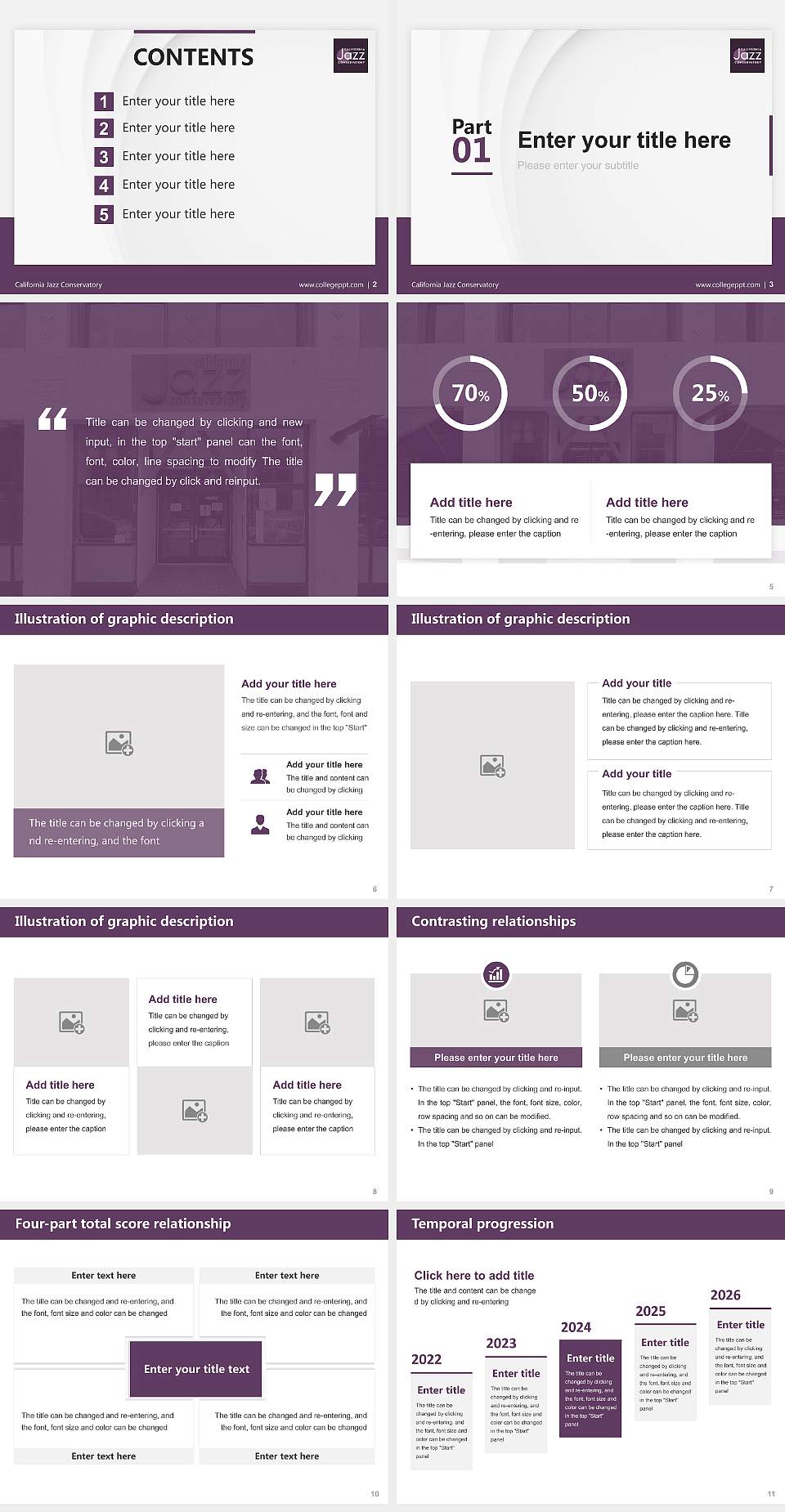 California Jazz Conservatory Thesis Proposal/Graduation Defense PPT Template4:3 ratio PPT effect preview image2