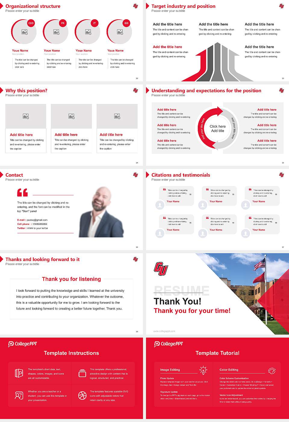 Caldwell University Resume PPT Template16:9 ratio PPT effect preview image4