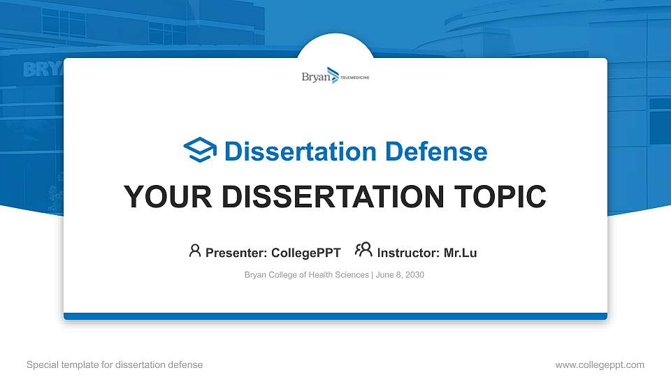 Bryan College of Health Sciences Graduation Thesis Defense PPT Template16:9 ratio PPT effect preview image1