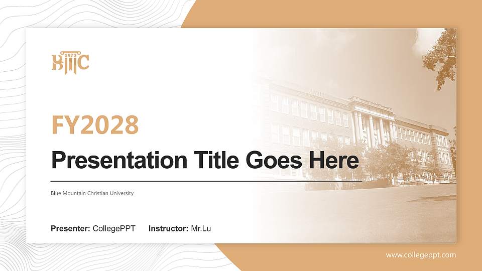 Blue Mountain Christian University Academic Presentation/Research Findings Report PPT Template16:9 ratio PPT effect preview image