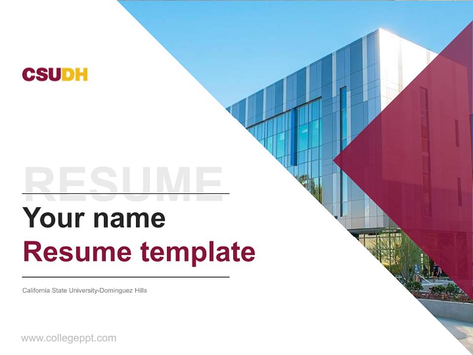 California State University-Dominguez Hills Resume PPT Template4:3 ratio PPT effect preview image5