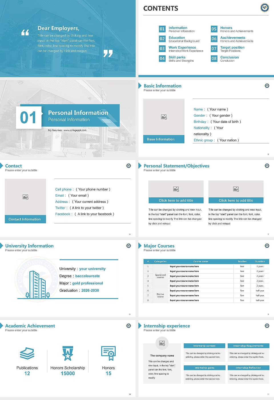 Carrington College Resume PPT Template16:9 ratio PPT effect preview image2