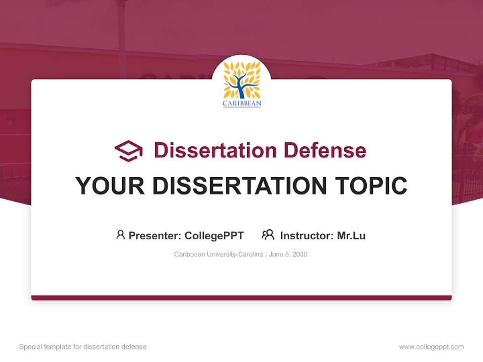 Caribbean University-Carolina Graduation Thesis Defense PPT Template4:3 ratio PPT effect preview image7