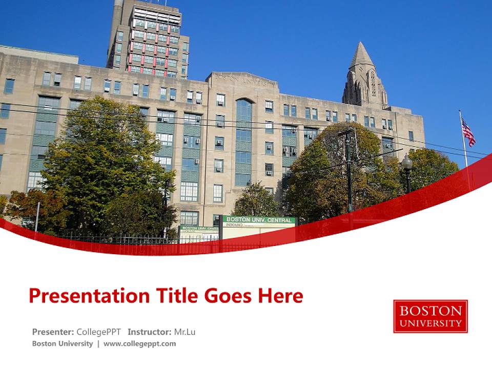 Boston University Course/Courseware Creation PPT Template4:3 ratio PPT effect preview image5