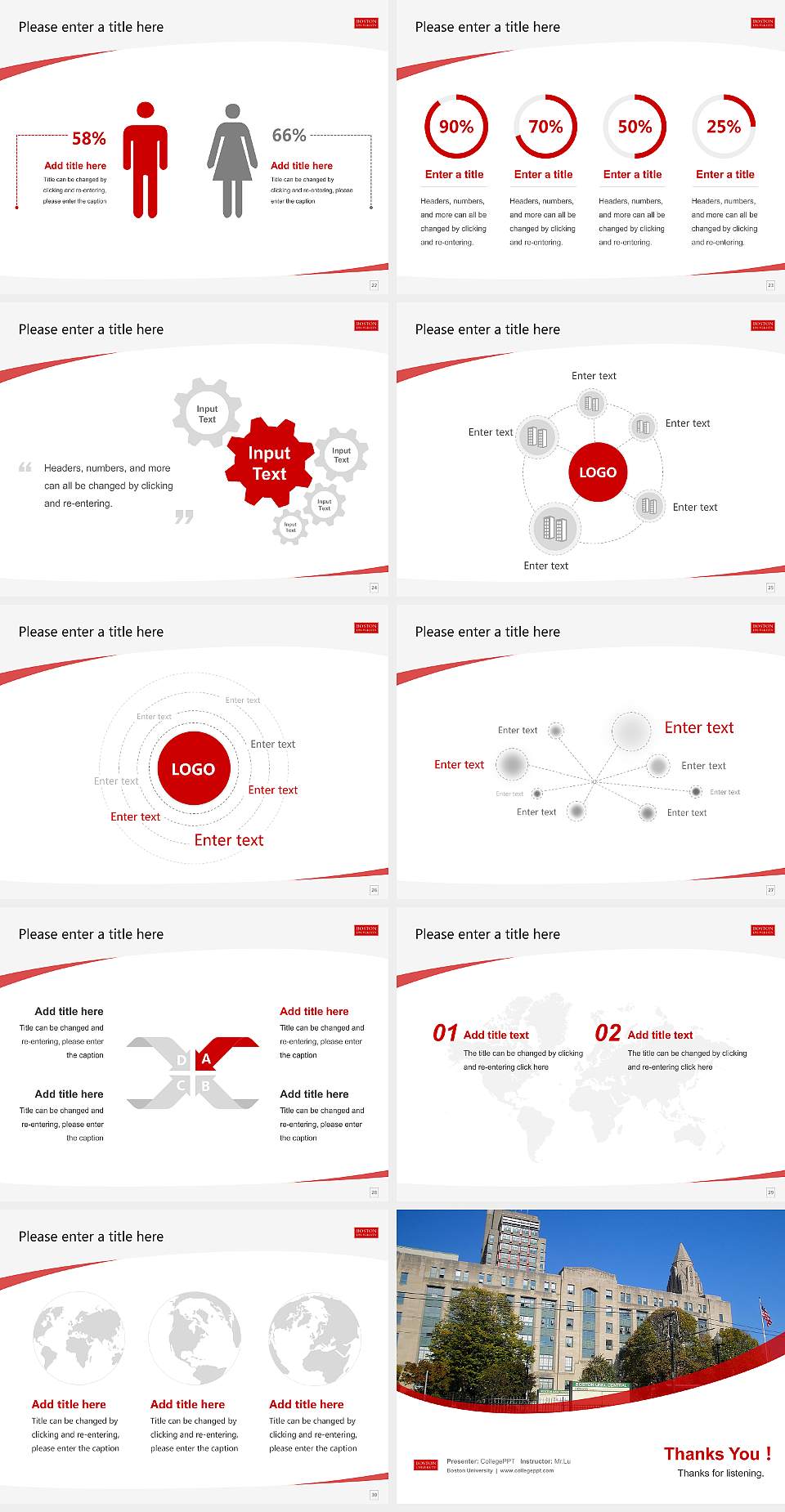 Boston University Course/Courseware Creation PPT Template4:3 ratio PPT effect preview image4