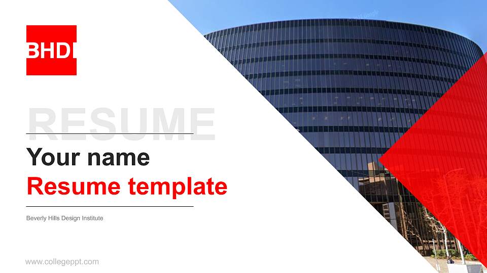 Beverly Hills Design Institute Resume PPT Template16:9 ratio PPT effect preview image