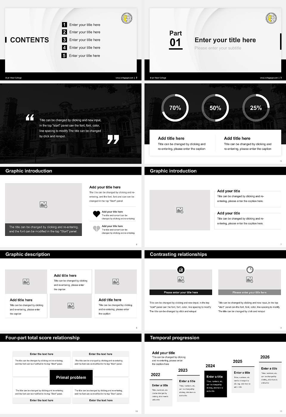 Bryn Mawr College Thesis Proposal/Graduation Defense PPT Template16:9 ratio PPT effect preview image2