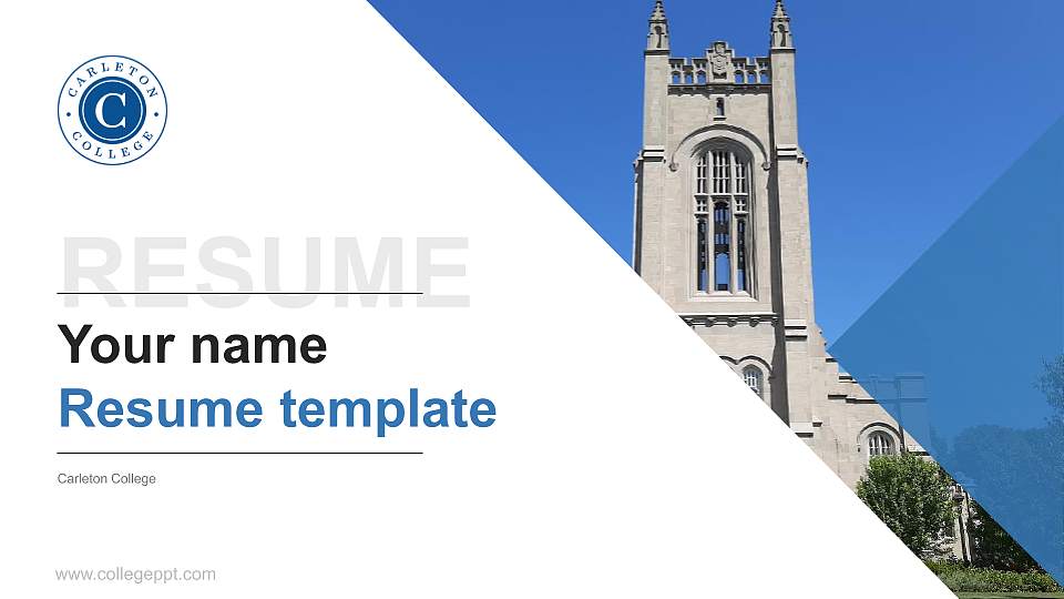 Carleton College Resume PPT Template16:9 ratio PPT effect preview image