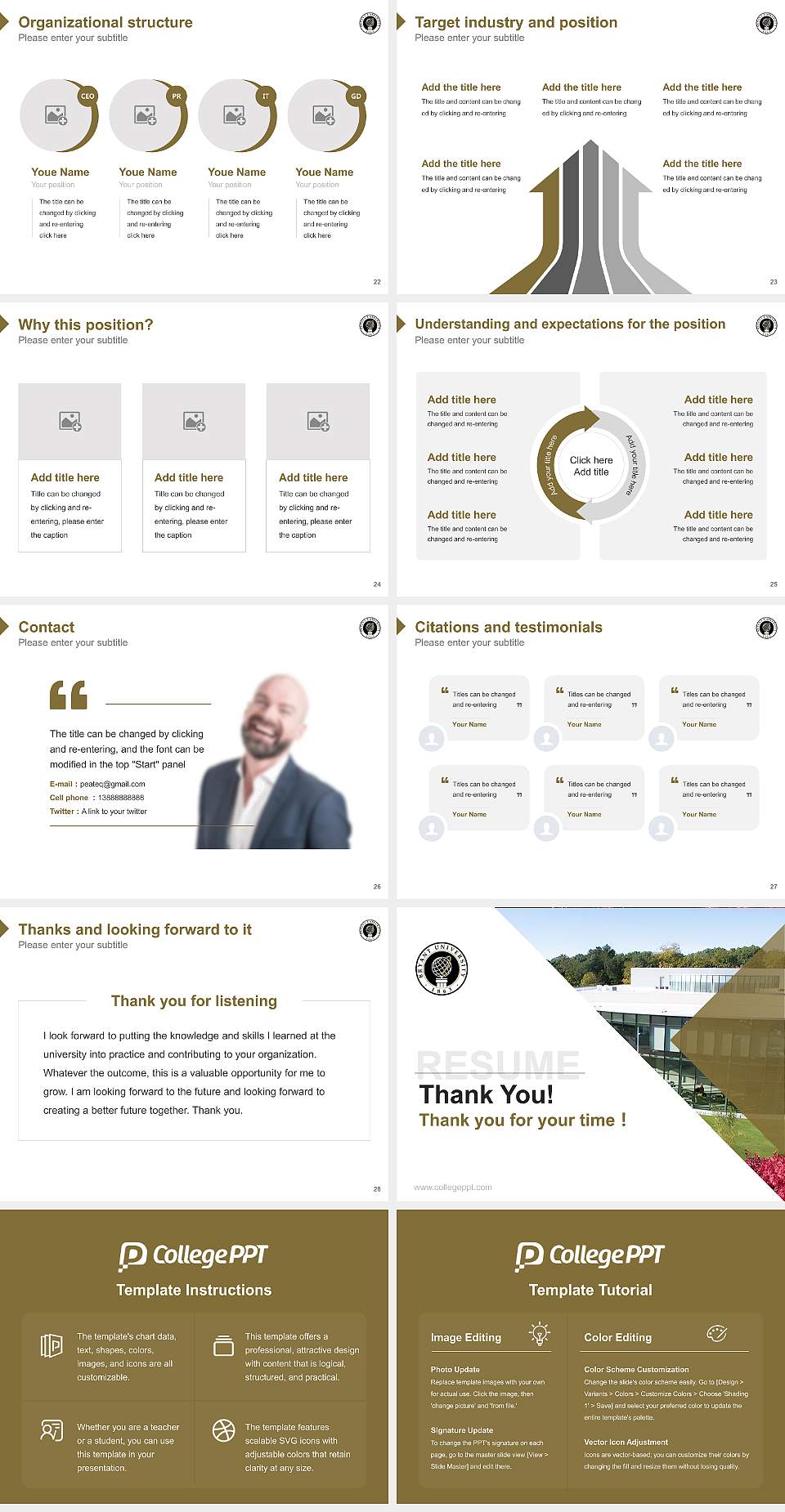 Bryant University Resume PPT Template4:3 ratio PPT effect preview image4