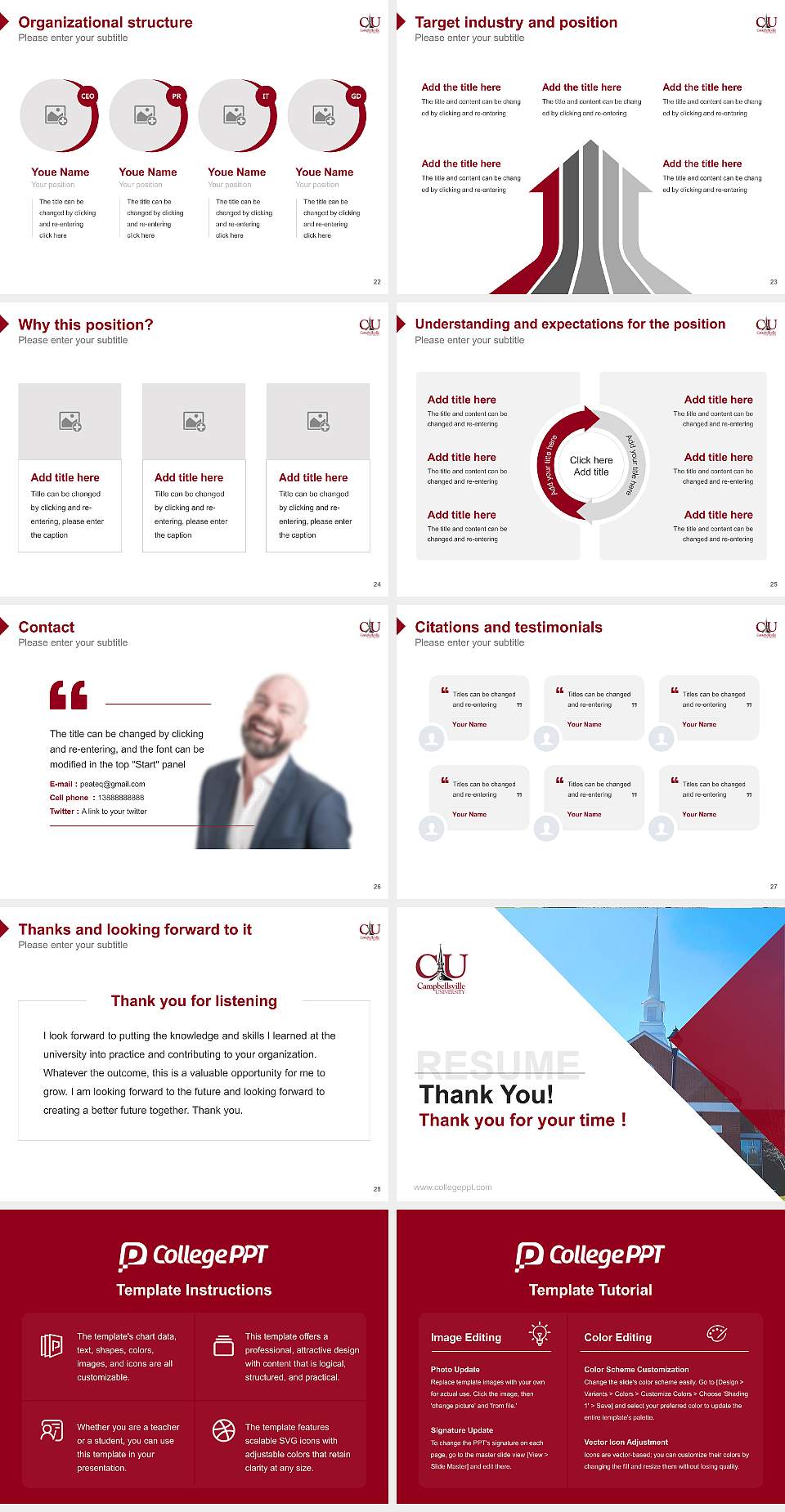 Campbellsville University Resume PPT Template4:3 ratio PPT effect preview image4