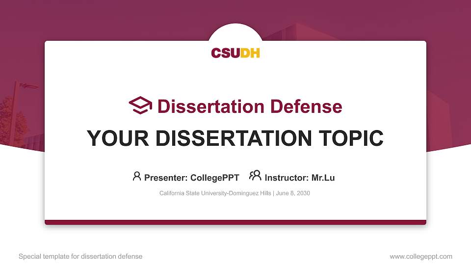 California State University-Dominguez Hills Graduation Thesis Defense PPT Template16:9 ratio PPT effect preview image